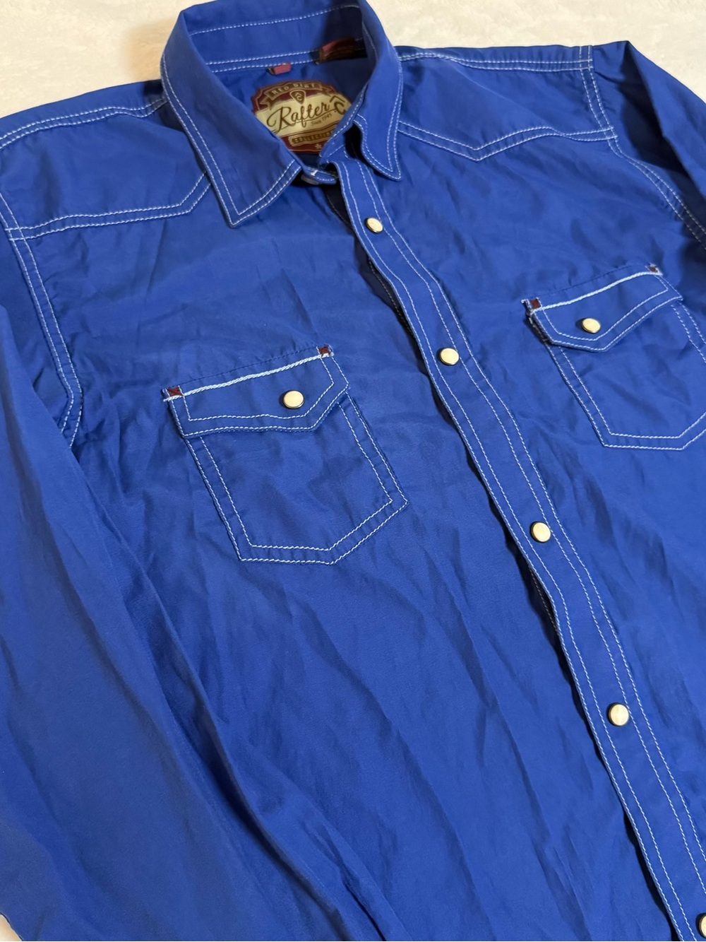 Red Dirt Rafter C Youth XXL Blue Western Pearl Snap Shirt Cowboy Rodeo